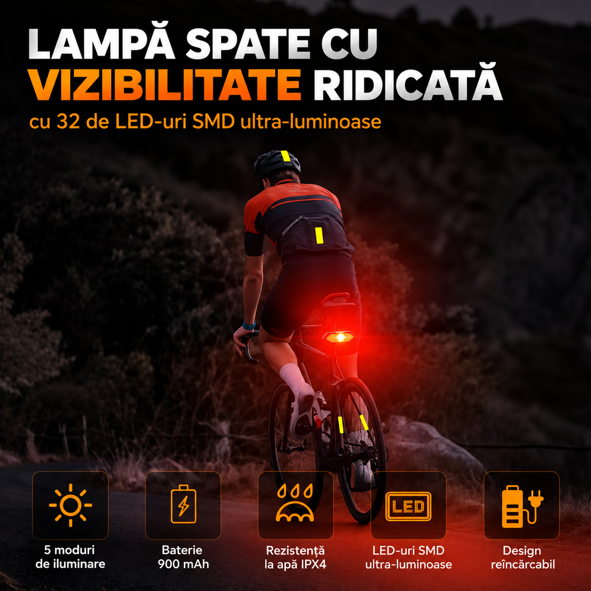Semnalizare LED pentru Bicicletă cu Telecomandă și Claxon