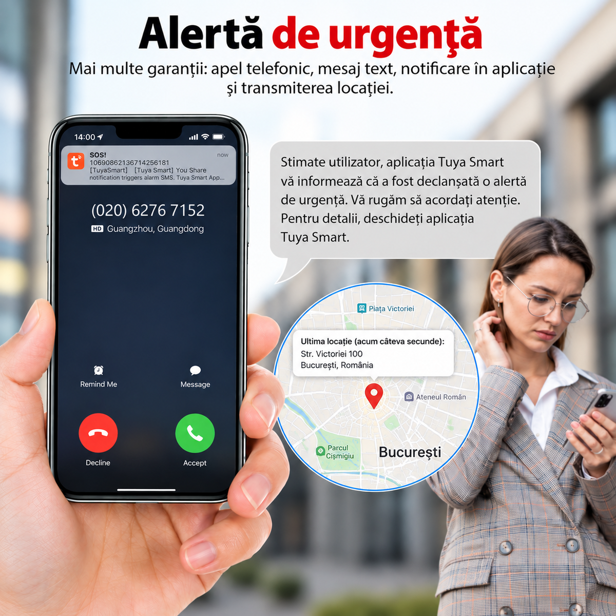 Alarmă Personală Inteligentă cu SOS și Localizare
